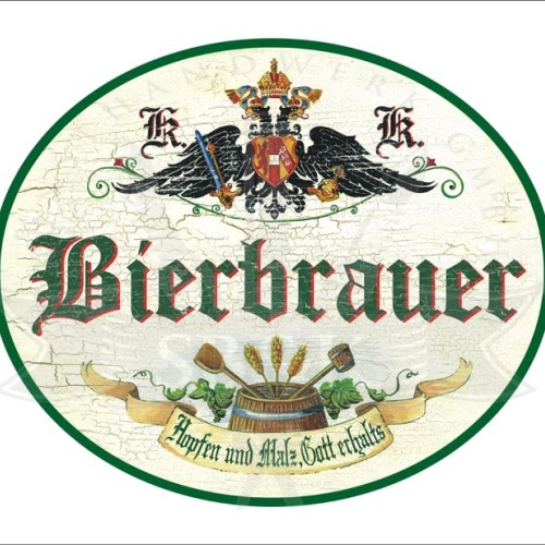 KuK Nostalgie Holzschild - Bierbrauer - Hopfen & Malz - Bierfass TH