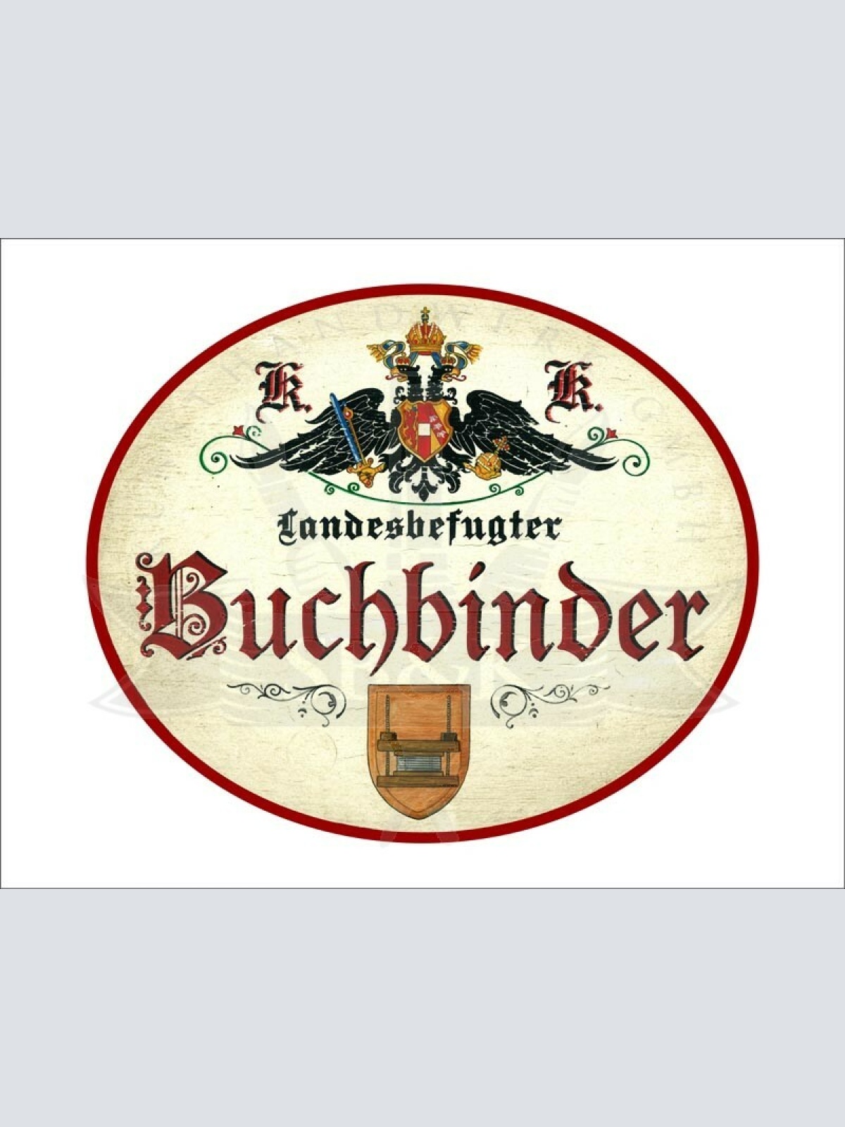 KuK Nostalgie Holzschild - Landesbefugter Buchbinder - Heftlade TH