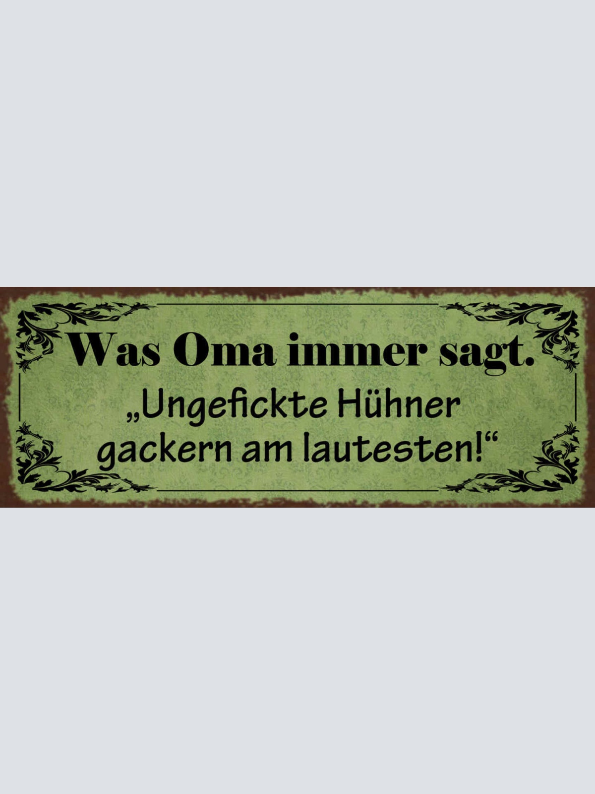 Schild Was Oma Immer Sagt Ungefickte Hühner Gackern Am Lautesten 27x10