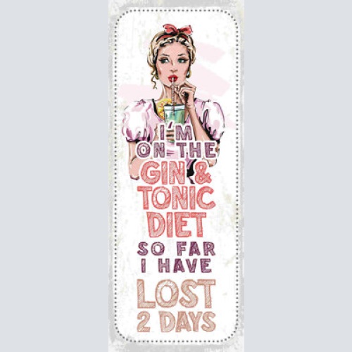 Schild i'm on the gin & tonic diet so far i have lost 2 days 27x10 blech od.holz