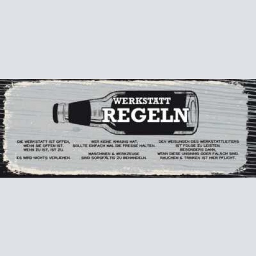 Schild werkstatt regeln offen zu verliehen ahnung werkzeuge 27x10 blech od.holz
