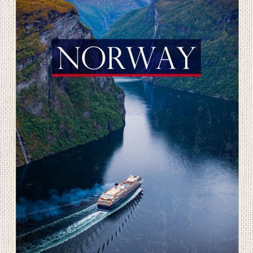 Schild Norway Norwegen Schiff Fjords Kreuzfahrt 12x18 20x30 30x40 Blech/Holz