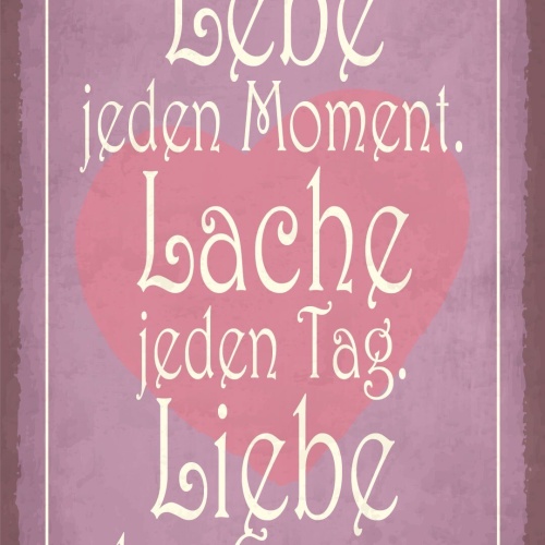 Schild Leben Moment Lachen Tag Liebe Grenzen 12x18 / 20x30 / 30x40 Blech od.Holz