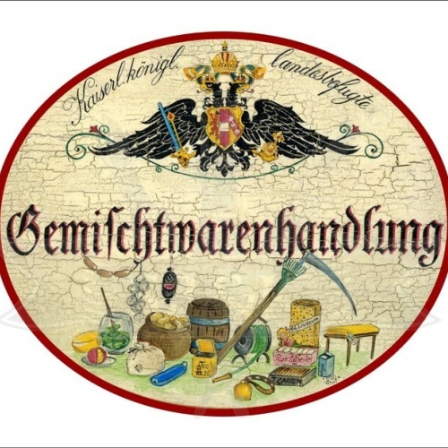 KuK Nostalgie Holzschild - Landesbefugte Gemischtwarenhandlung TH