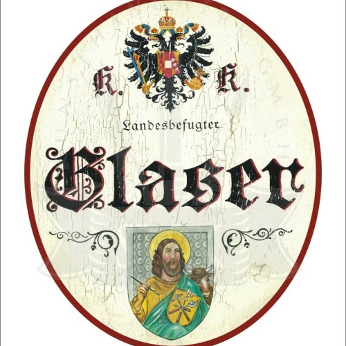 KuK Nostalgie Holzschild - Landesbefugter Glaser - Werkzeuge TH