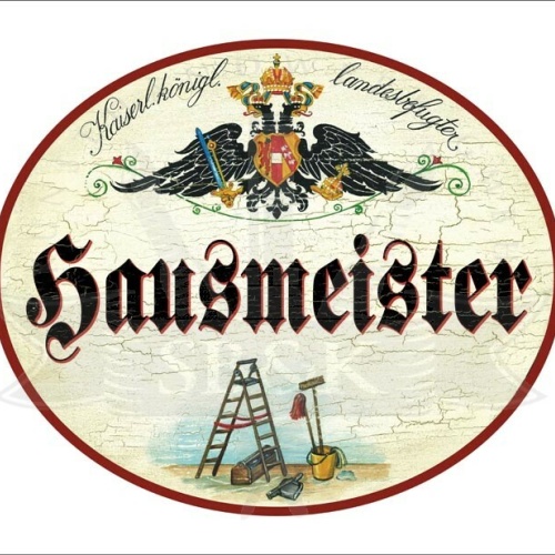 KuK Nostalgie Holzschild - Landesbefugter Hausmeister - Leiter Werkzeug TH