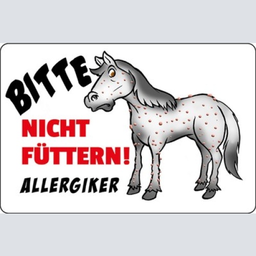 Schild Spruch Bitte nicht füttern Allergiker Pferd Verbot JW