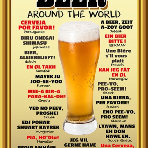 Schild Spruch How to order Beer around world Bier Sprachen bestellen Alkohol JW