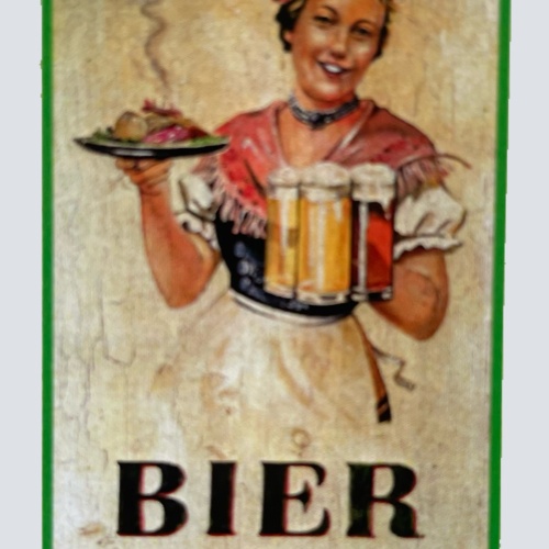 Nostalgie Holzschild Bier & Gute Speisen Alkohol Essen Wirt Wirtshaus Schild