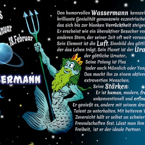 Schild Spruch Sternzeichen Wassermann JW