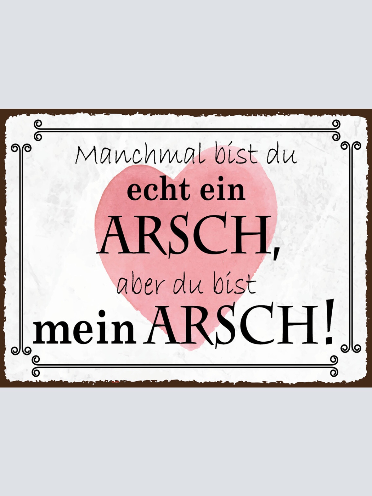 Schild Manchmal Bist Du Echt Ein Arsch Aber Mein 12x18 20x30 30x40 Blech od.Holz