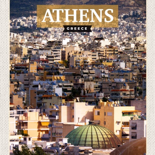 Schild Athens Greece Athen Griechenland Stadt 12x18 20x30 30x40 Blech od. Holz