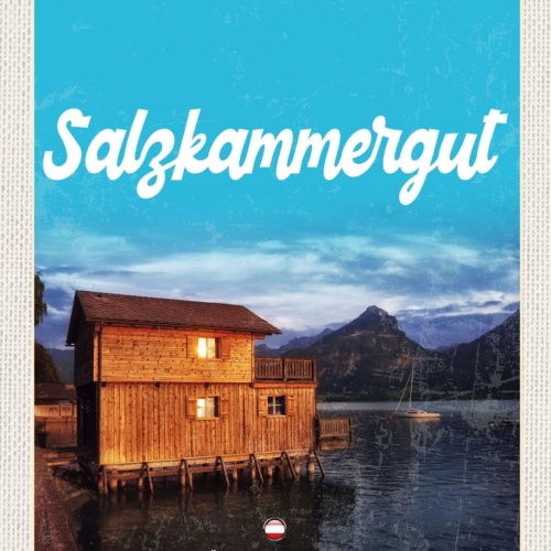 Schild Salzkammergut Österreich OÖ Wolfgangsee Haus 12x18 20x30 30x40 Blech/Holz