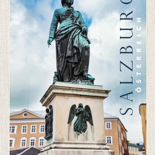 Schild Salzburg Österreich Mozart Platz Statue 12x18 20x30 30x40 Blech/Holz