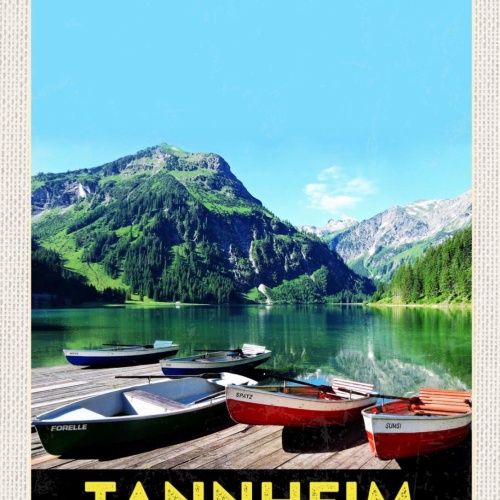 Schild Tannheim Österreich Tirol Vilsalpsee Boote 12x18 20x30 30x40 Blech/Holz