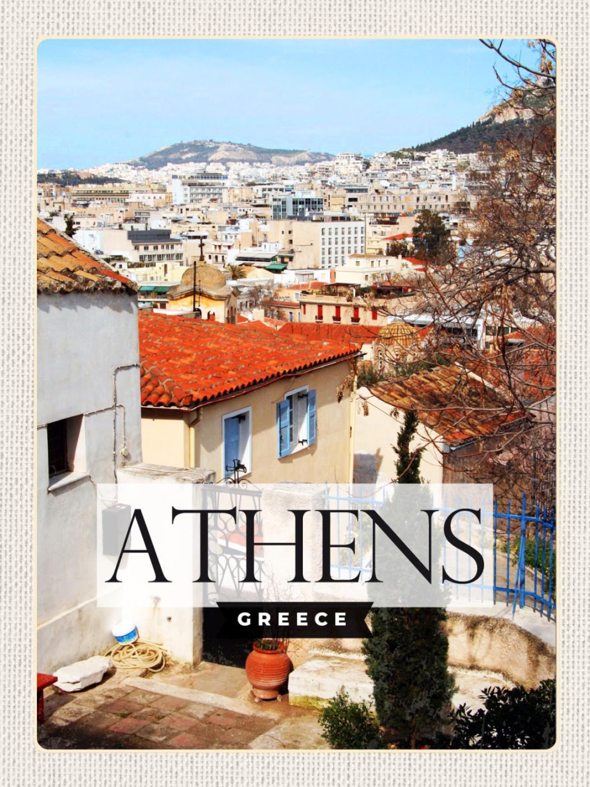 Schild Athens Greece Athen Griechenland Blick 12x18 20x30 30x40 Blech od. Holz