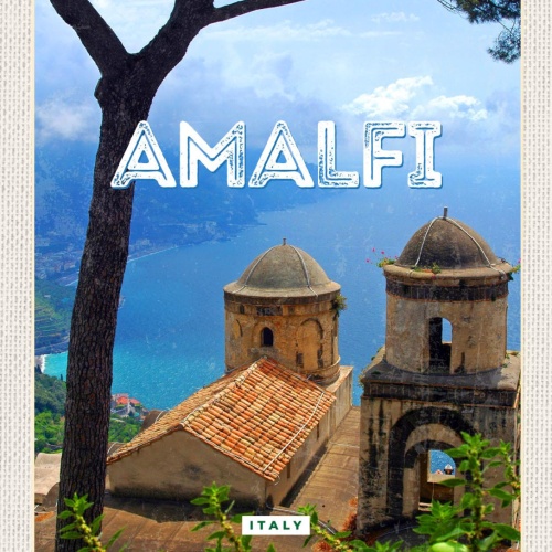 Schild Amalfi Italy Italien Küste Kirche Gebäude 12x18 20x30 30x40 Blech od.Holz