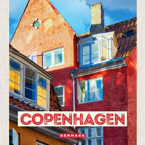 Schild Copenhagen Kopenhagen Dänemark Gebäude 12x18 20x30 30x40 Blech od. Holz