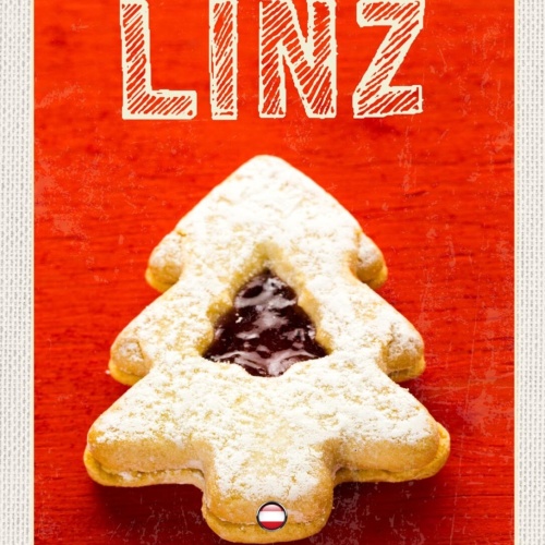 Schild Linz Österreich Oberösterreich Linzer Kekse 12x18 20x30 30x40 Blech/Holz
