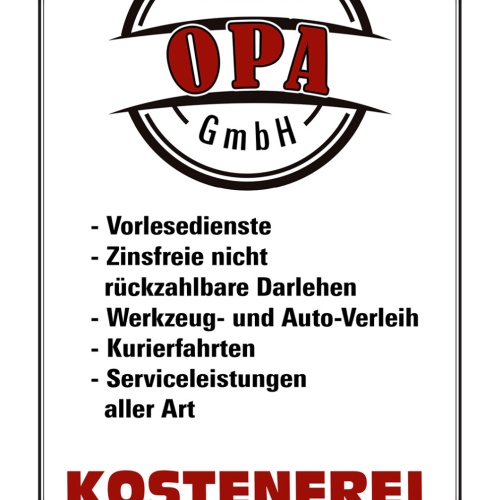 Schild Spruch Firma Opa GmbH Kostenfrei Lebenslang JW