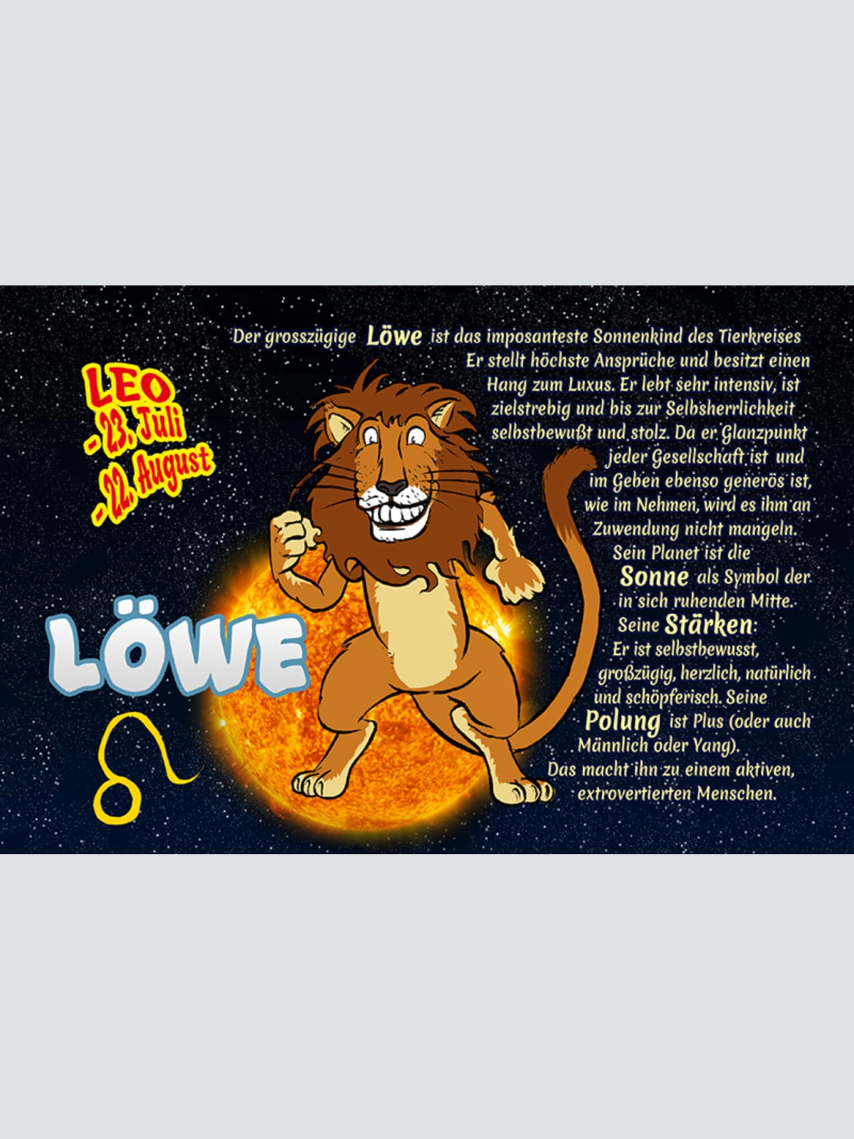 Schild Spruch Sternzeichen Löwe JW