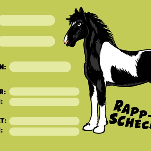 Schild Spruch Rapp-Schecke Pferd Steckbrief JW