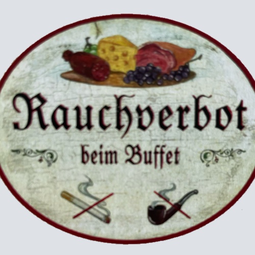 KuK Nostalgie Holzschild Rauchverbot Beim Buffet Nicht Rauchen Zigaretten Schild