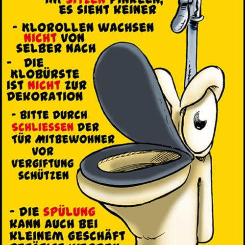 Schild Spruch Klo-Ordnung Regeln Toilette Klorollen wachsen nicht von selber JW