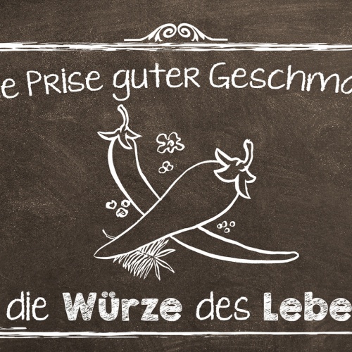 Schild Spruch Prise guter Geschmack ist Würze des Lebens JW