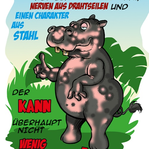 Schild Spruch Ich stellte mich auf eine Waage und erkannte Gewicht Nilpferd JW