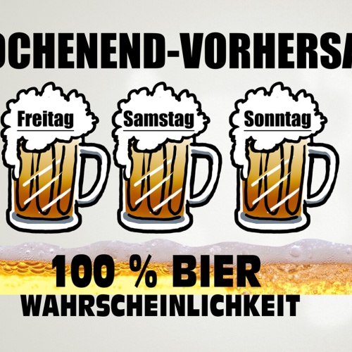 Schild Spruch Wochenend Vorhersage 100% Bier-Wahrscheinlichkeit Alkohol JW