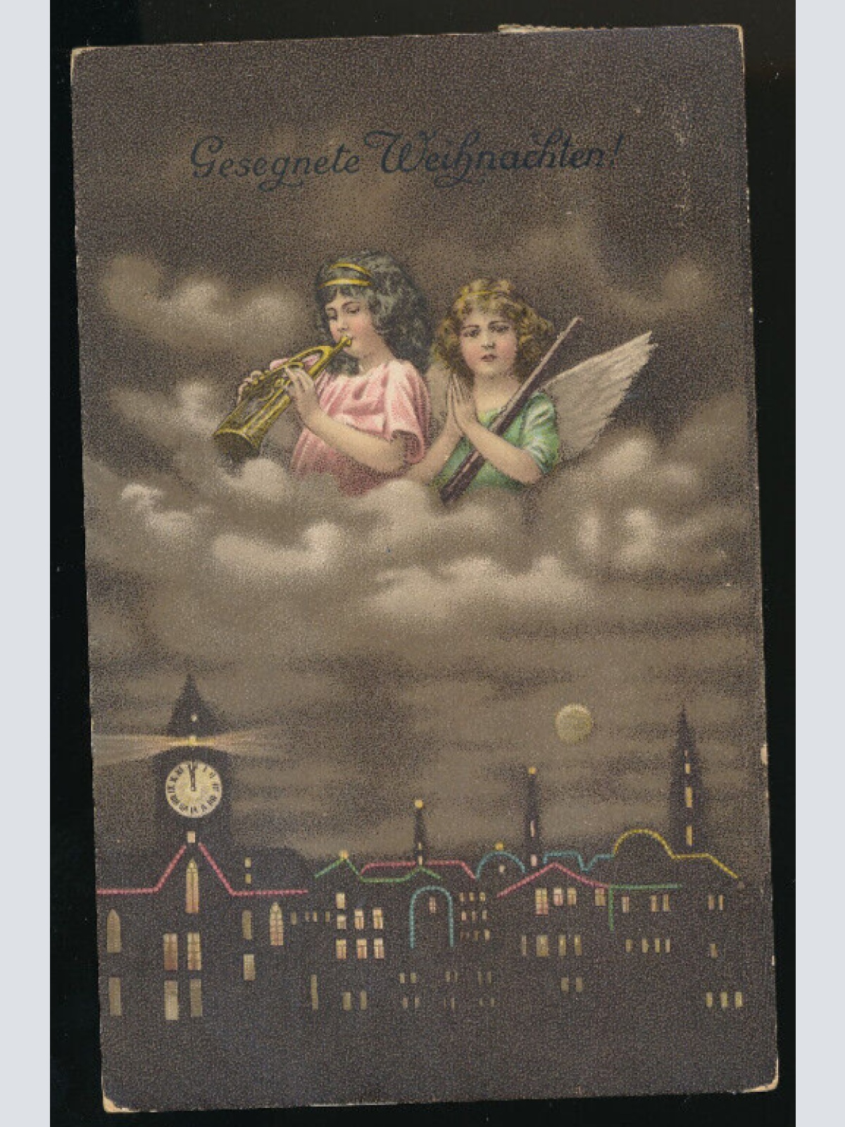 Glückwunsch-Karte gesegnete Weihnachten mit 2 Engeln (613)