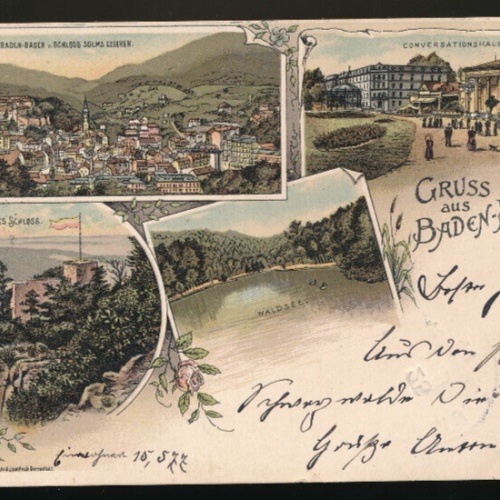 Litho-Karte gruss aus Baden-Baden Baden Württemberg Deutschland (577)