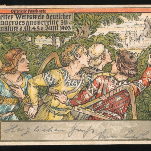 AK aus Frankfurt Deutscher Männersangsverein Männer mit Harfen Hessen (657)