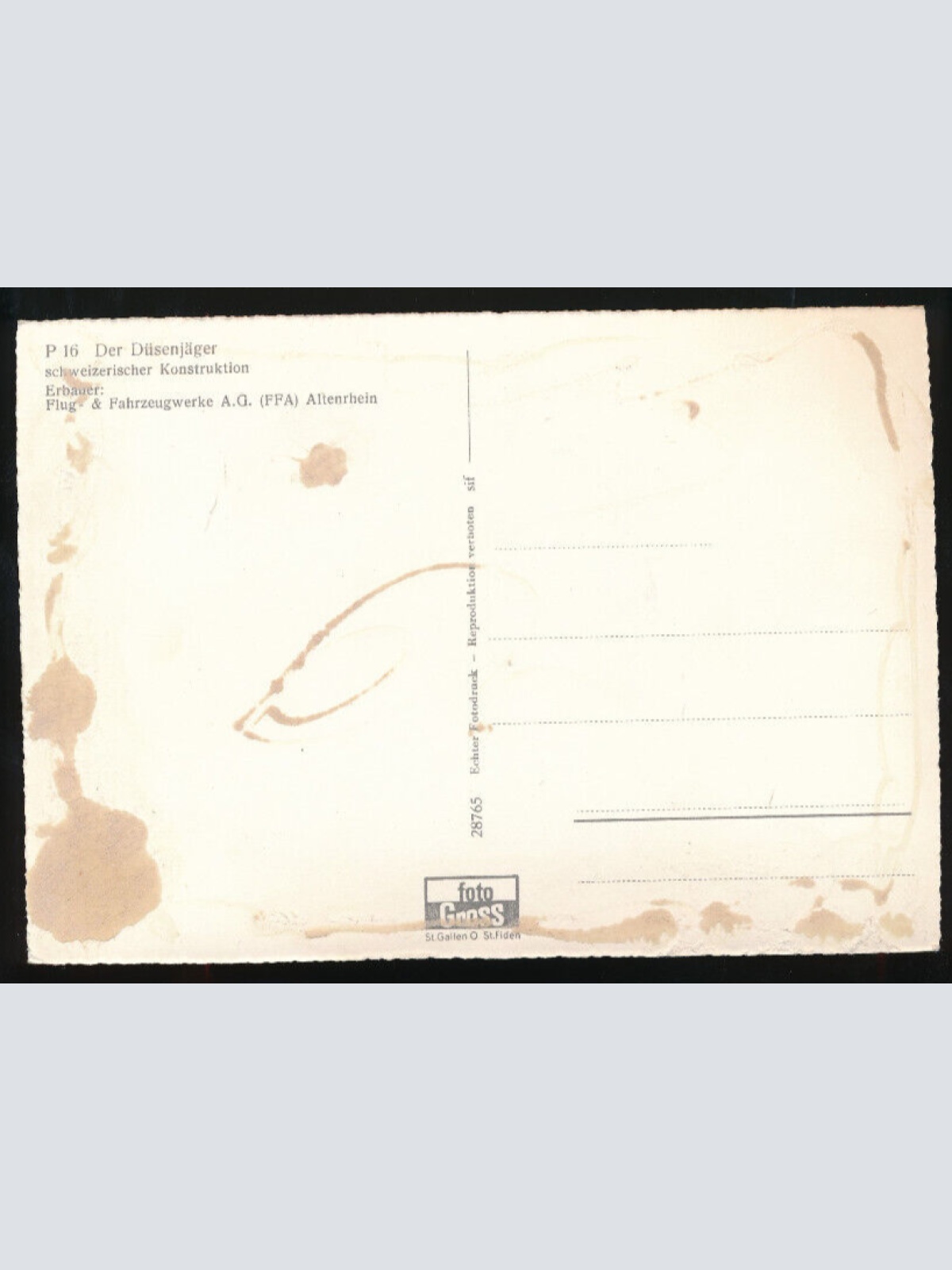 AK vom Düsenjäger P16 Schweizerische Konstruktion (620)