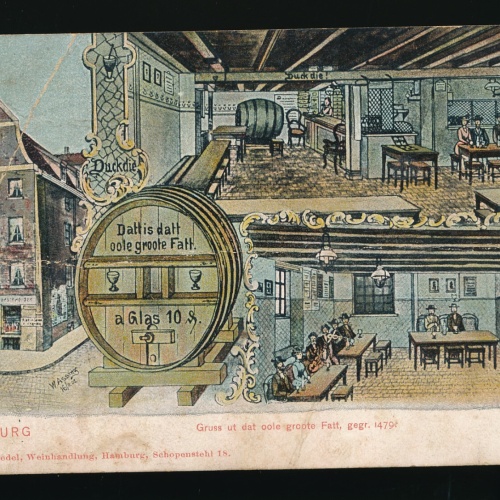 Litho-Karte aus Hamburg Gruss ut dat oole groote Fatt Deutschland (503)