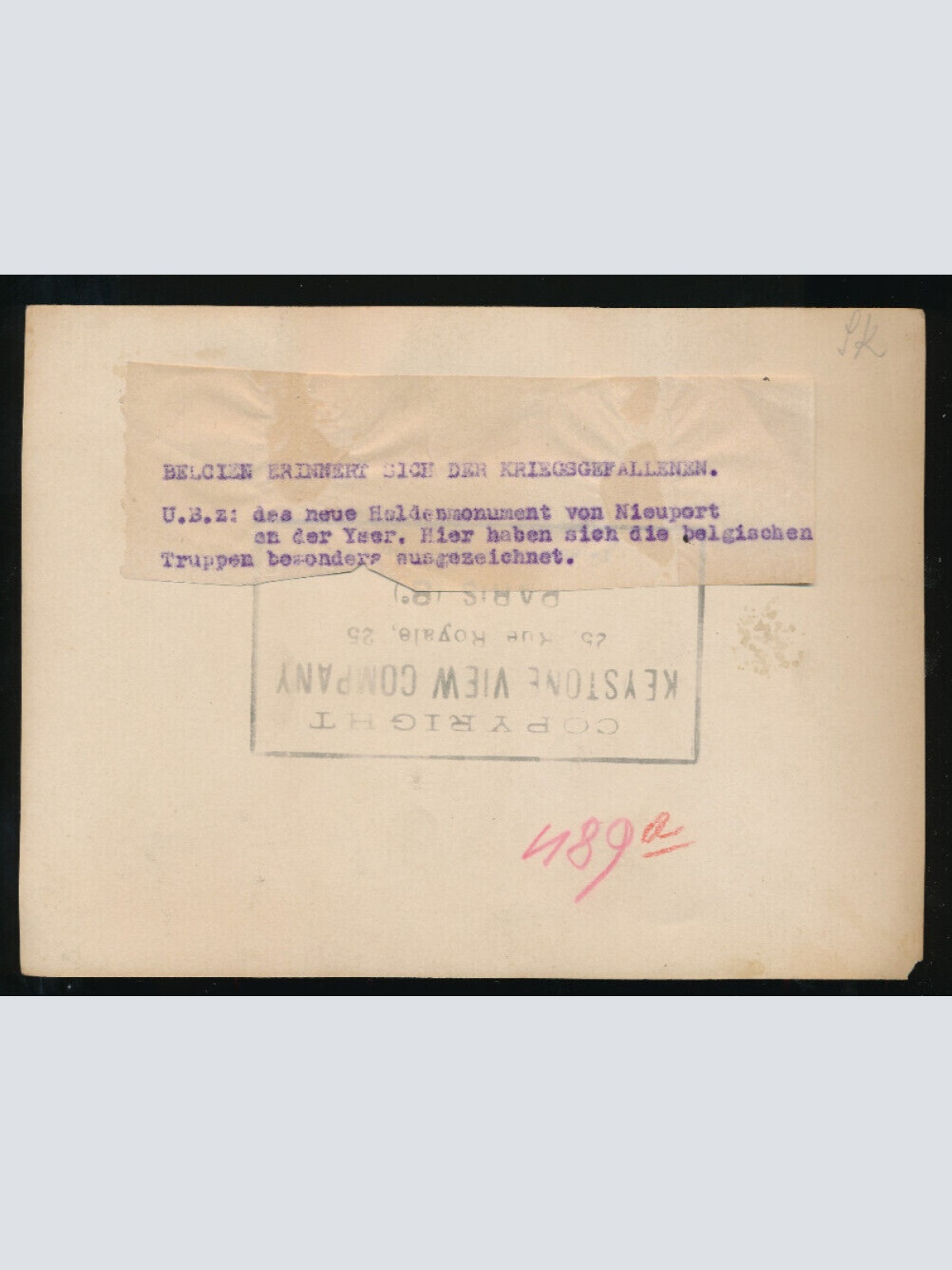 Orig. Pressefoto aus Nieuport neues Heldenmonument mit Soldaten (P2)