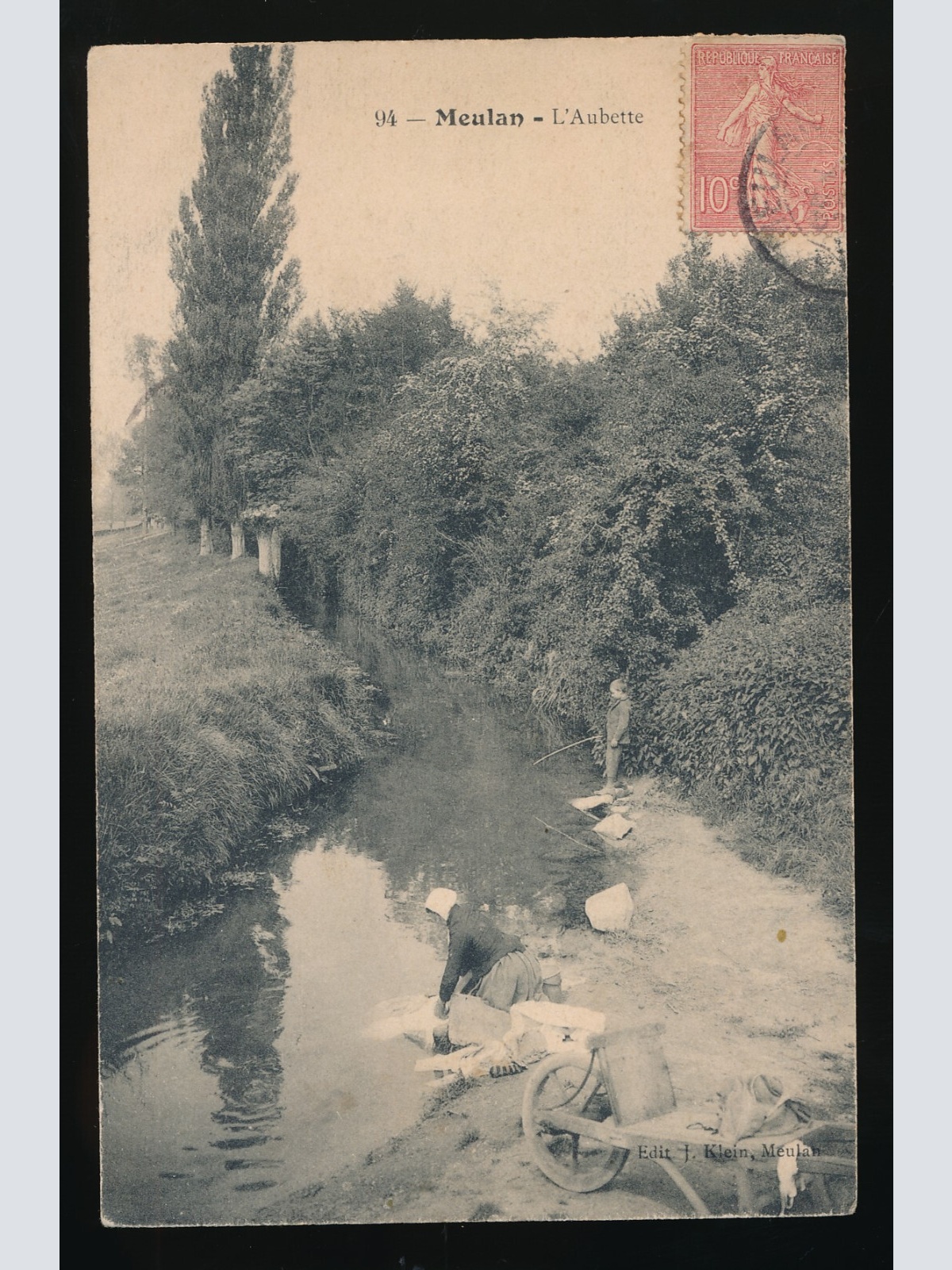 AK aus Meulan Frankreich mit Wäscherin (223)