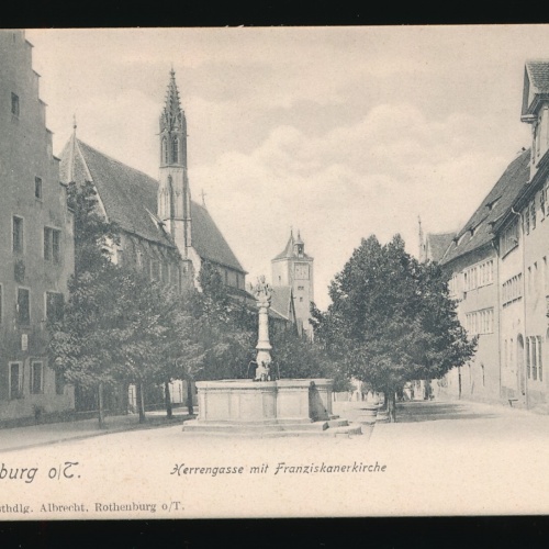 AK aus Rothenburg Herrengasse mit Franziskanerkirche Bayern (126)