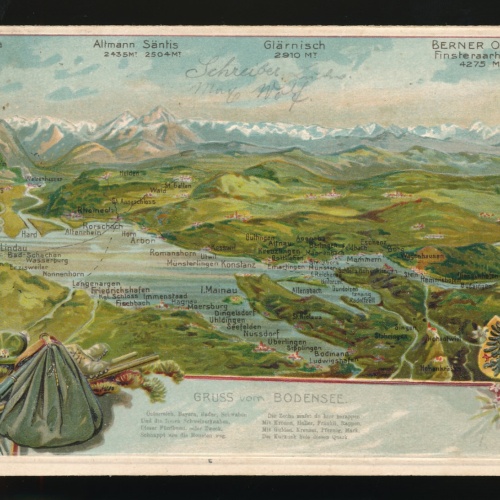 Präge-Karte gruss vom Bodesee Deutschland von Hard bis Rheinfall (396)