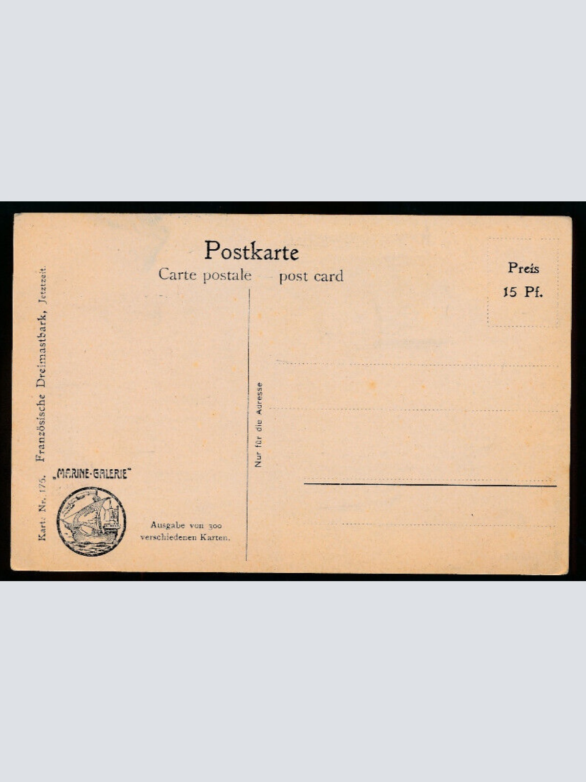 AK von einer Französischen Dreimastbark (905)