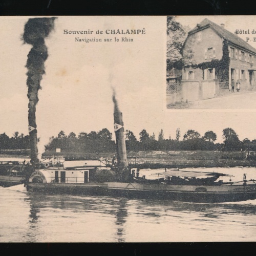 AK aus Chalampe Frankreich mit Dampfer und Hotel de la Couronne P.E. Lucas (524)
