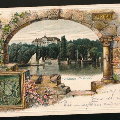 Präge-Karte vom Schloss Mainau Baden-Württemberg (1014)