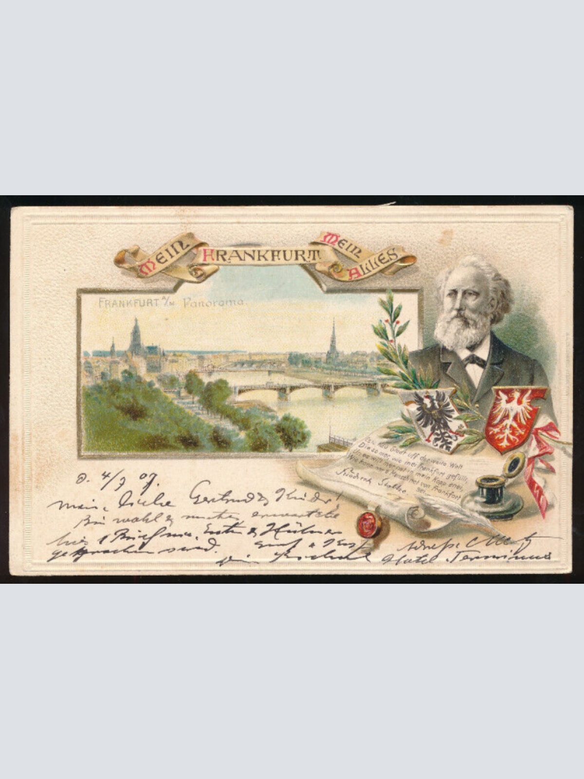 Präge-Litho-Karte aus Frankfurt am Main Hessen (891)