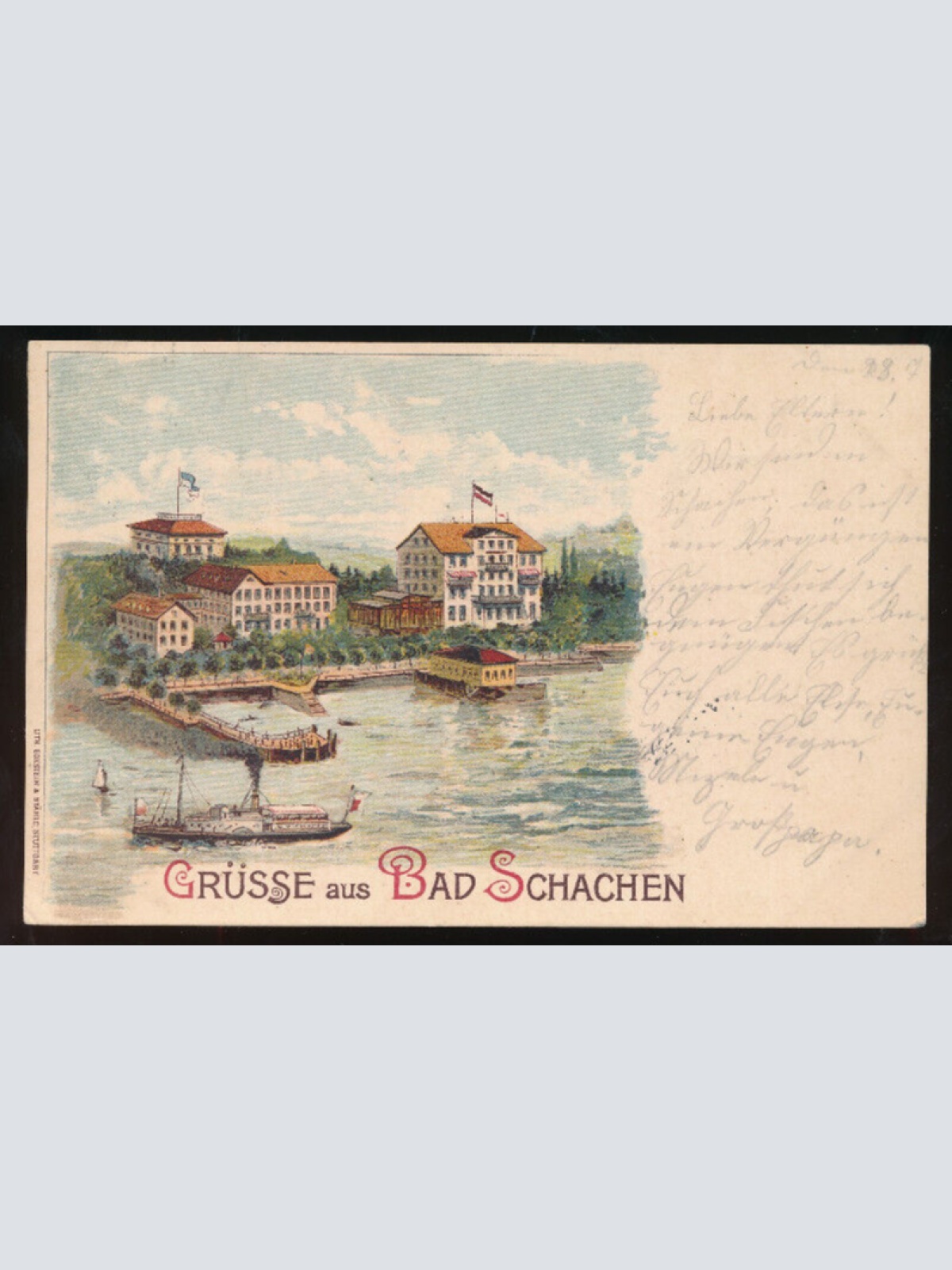 Litho-Karte grüsse aus Bad Schachen Bayern (885)