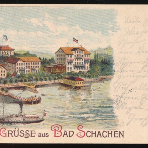 Litho-Karte grüsse aus Bad Schachen Bayern (885)