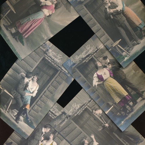 6 Romantik-Karten mit Spruch über Berg und Tal rauscht der Wasserfall (936)