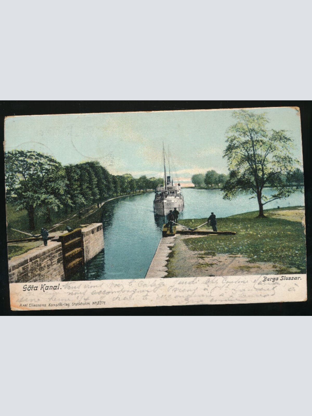 AK vom Göta - Kanal mit Dampfer, Bergs Slussar (913)