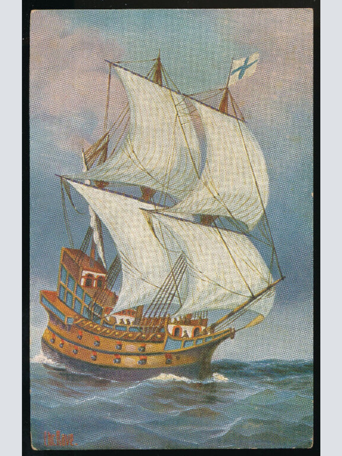 AK vom einem Französischem Kriegsschiff vom 16.Jhrd. (899)