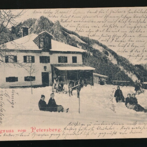 AK Rodlergruss vom Petersberg Kinder Am Rodeln - Schlittenfahren Hessen (1086)